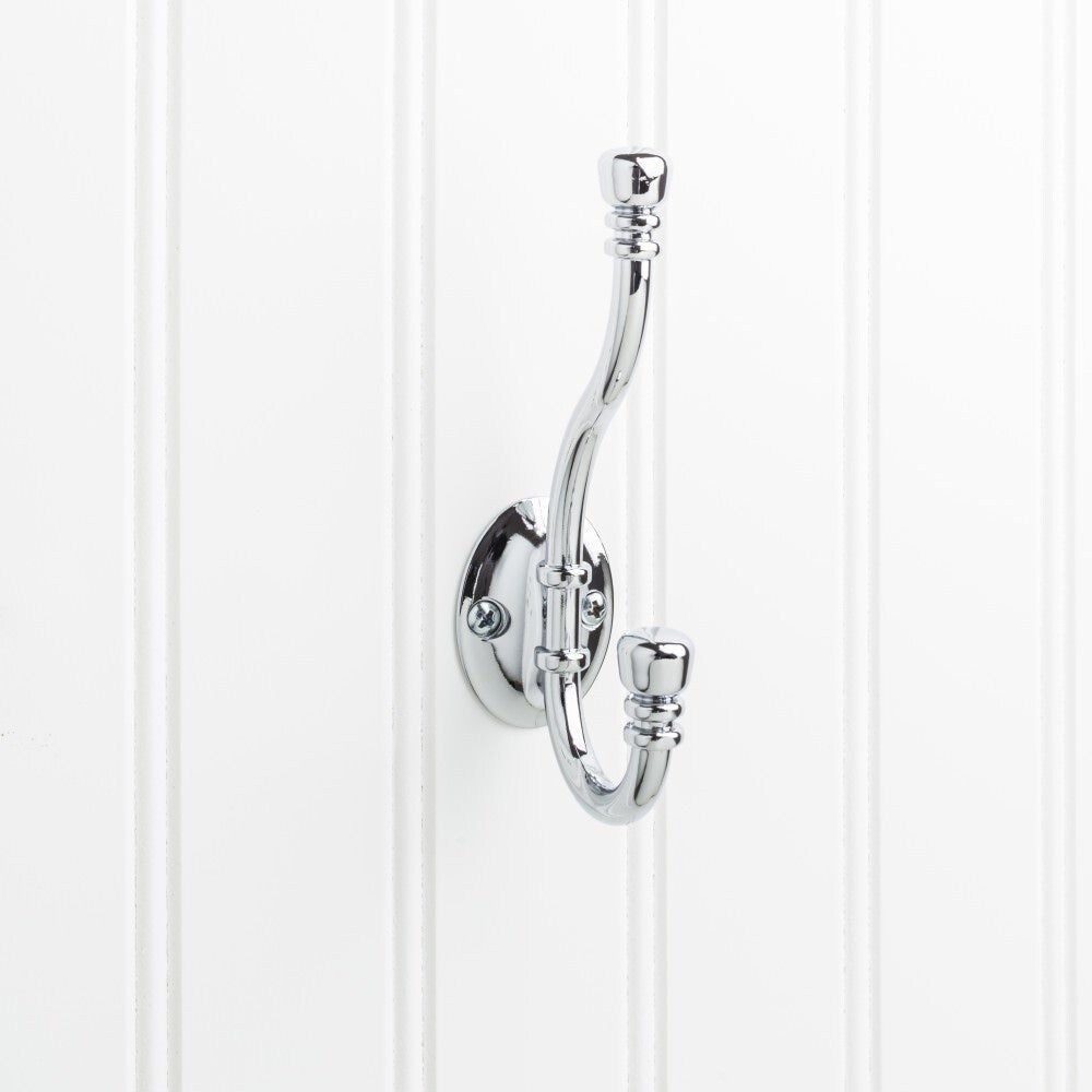 Elements 5-3/16" Double Zinc Wall Mount Decorative Coat Hook