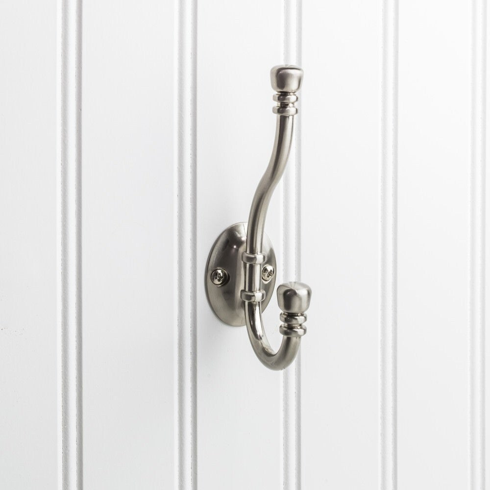 Elements 5-3/16" Double Zinc Wall Mount Decorative Coat Hook